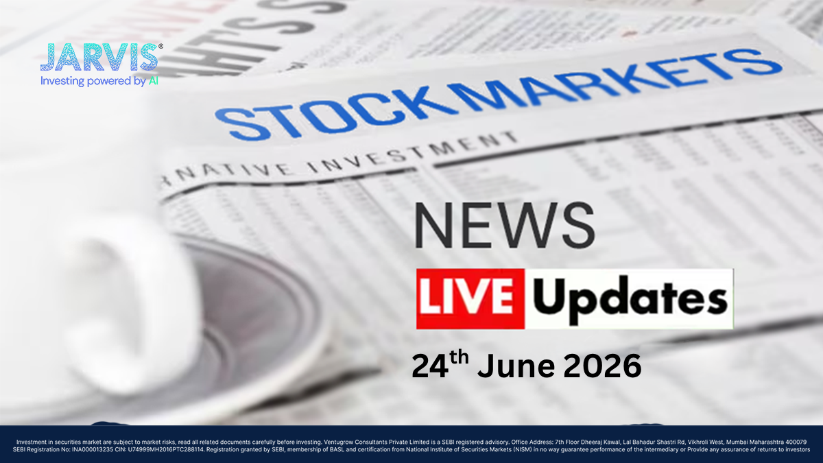 24th June 2026 - Jarvis Invest Jarvis logo with a stock market themed background showing stock markets and news live updates with date 24th june 2026 marketingnews banner