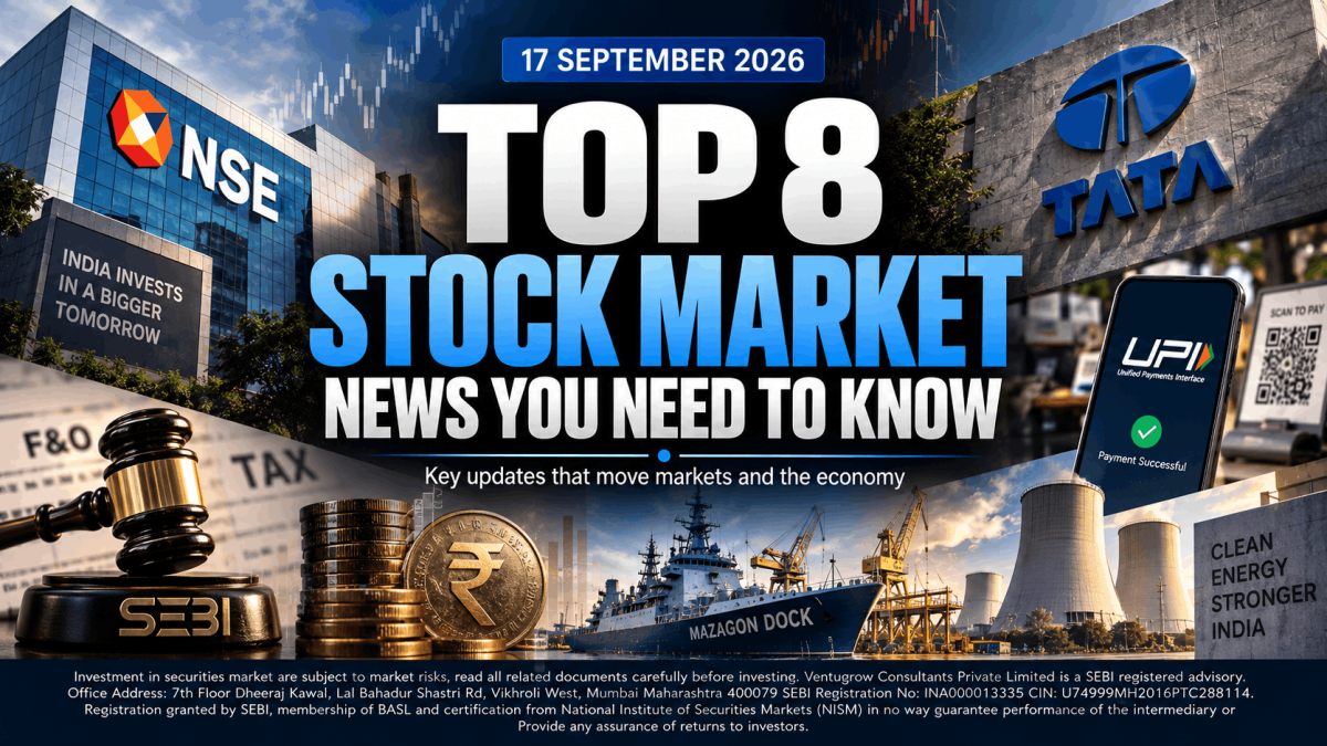 Stock market blog cover 17th September 2026 1 - Jarvis Invest Banner announcing top 8 stock market news you need to know with date 17 september 2026 and nsetata logos