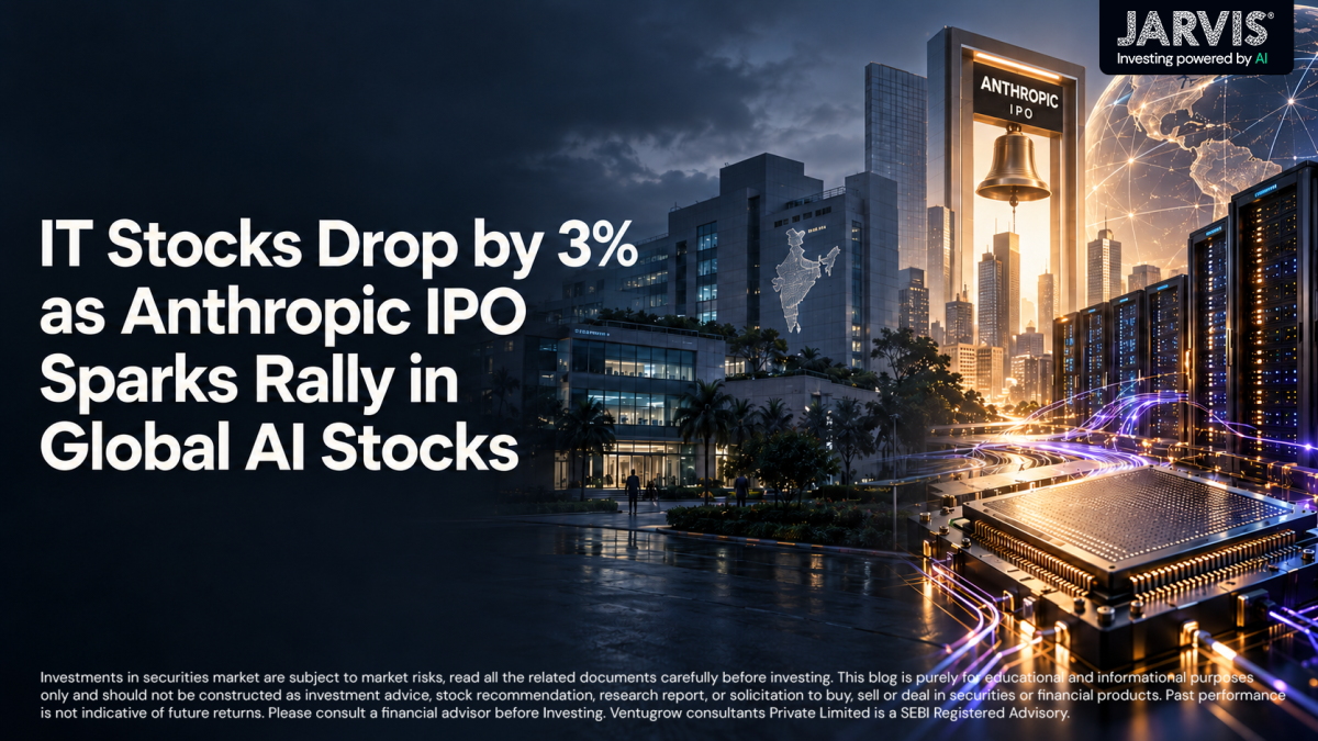 IT stocks drop by 3 as Anthropic IPO sparks rally Now in global AI stocks - Jarvis Invest Banner it stocks drop 3 as anthropic ipo sparks rally in global ai stocks with a futuristic cityscape and glowing data lines behind
