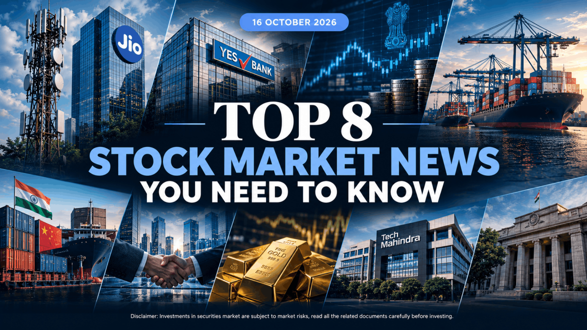 Stock Market News Cover 16th October 2026 1 - Jarvis Invest Banner announcing top 8 stock market news you need to know with date 16 october 2026 and financial imagery collage